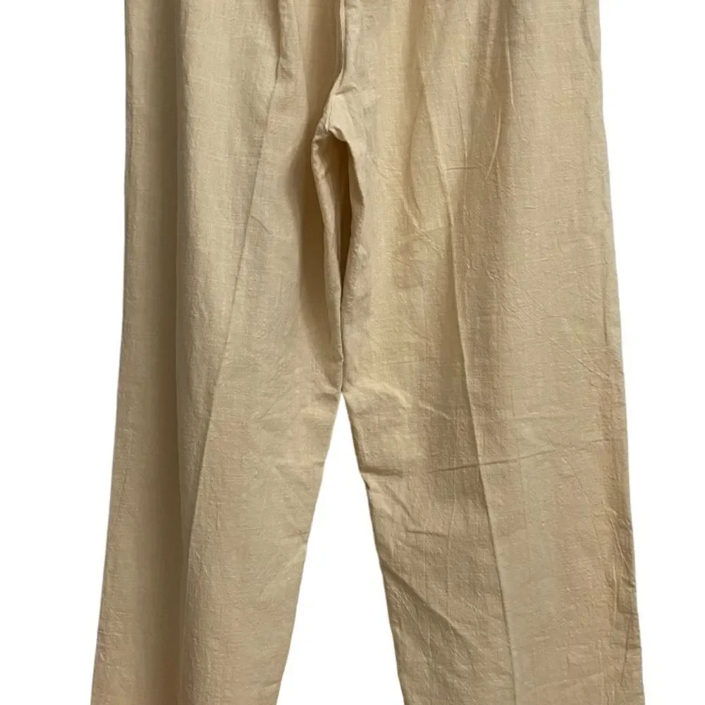 Produce Company Pull On Textured Pants Women's M Cotton Pockets Buttercream Boho